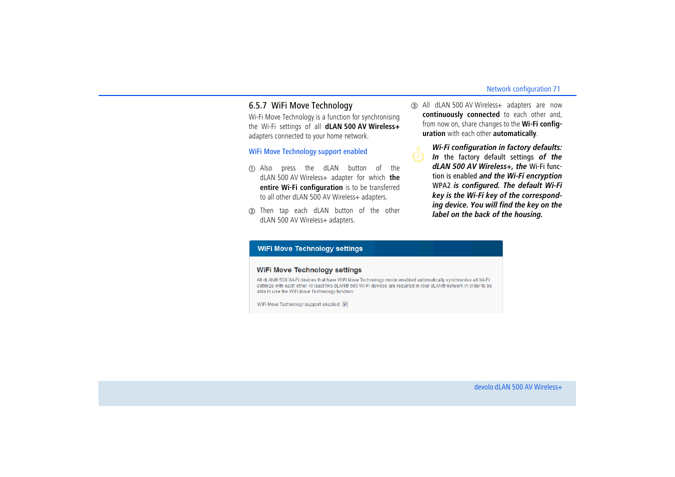 7 wifi move technology, Wifi move technology | Devolo dLAN 500 AV Wireless+ User Manual | Page 72 / 83