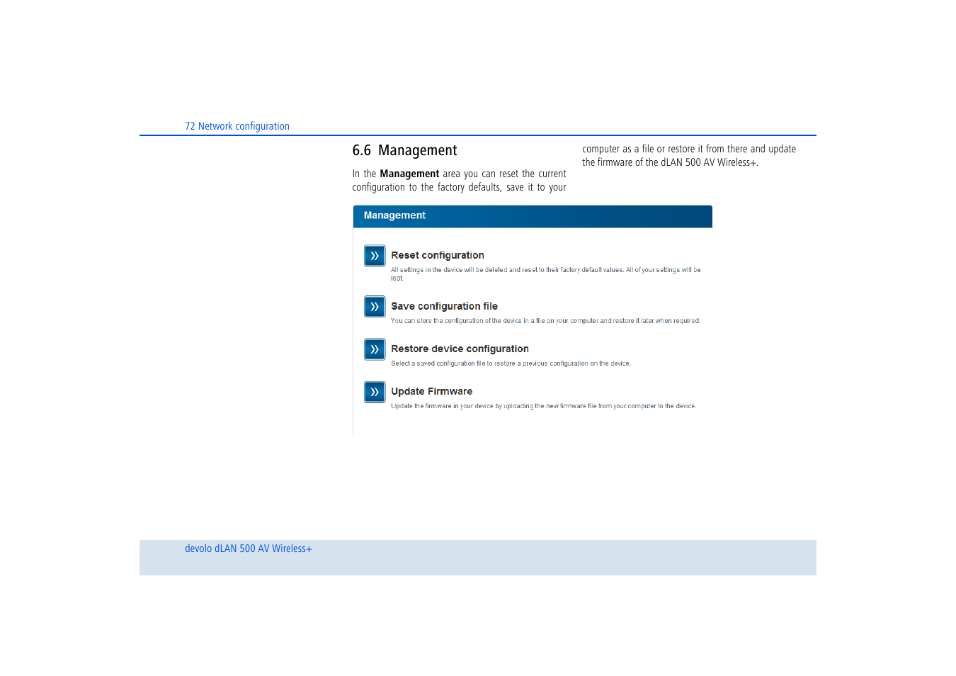 6 management, Management | Devolo dLAN 500 AV Wireless+ User Manual | Page 73 / 83