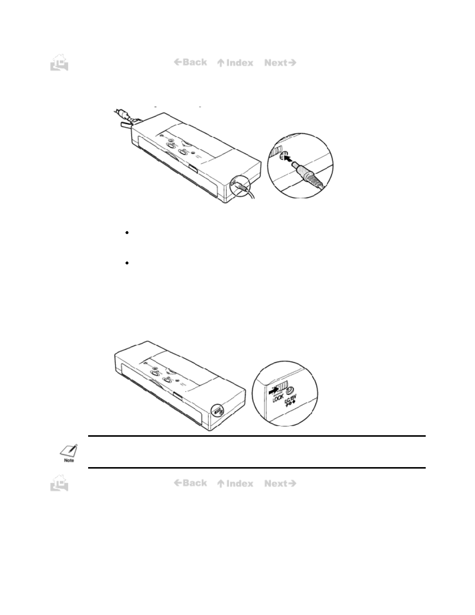 Switching the printer on and off, To connect the ac adapter | Canon BJC-50 User Manual | Page 29 / 141