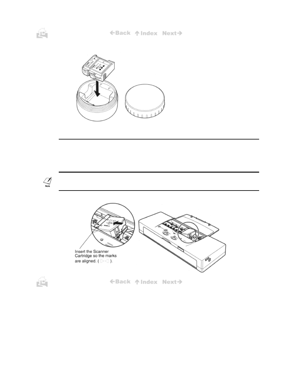 Installing the scanner cartridge | Canon BJC-50 User Manual | Page 77 / 141