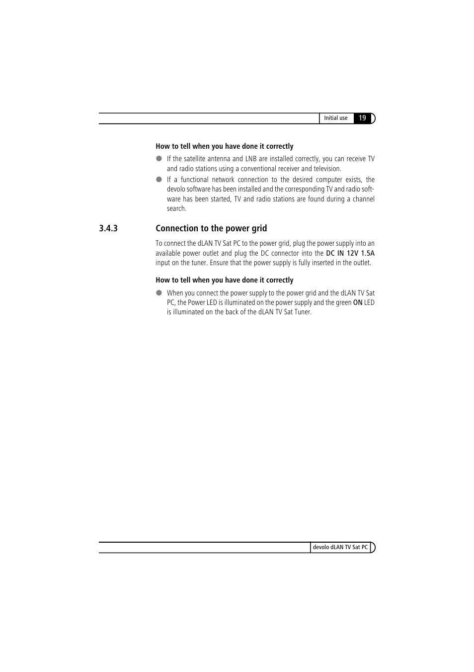 3 connection to the power grid, Connection to the power grid | Devolo dLAN TV Sat PC User Manual | Page 19 / 75