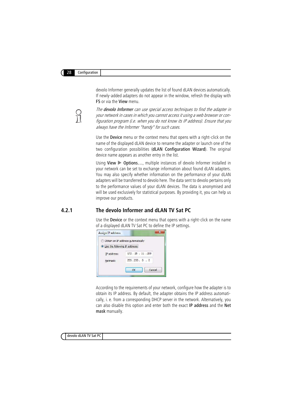 1 the devolo informer and dlan tv sat pc, The devolo informer and dlan tv sat pc | Devolo dLAN TV Sat PC User Manual | Page 28 / 75