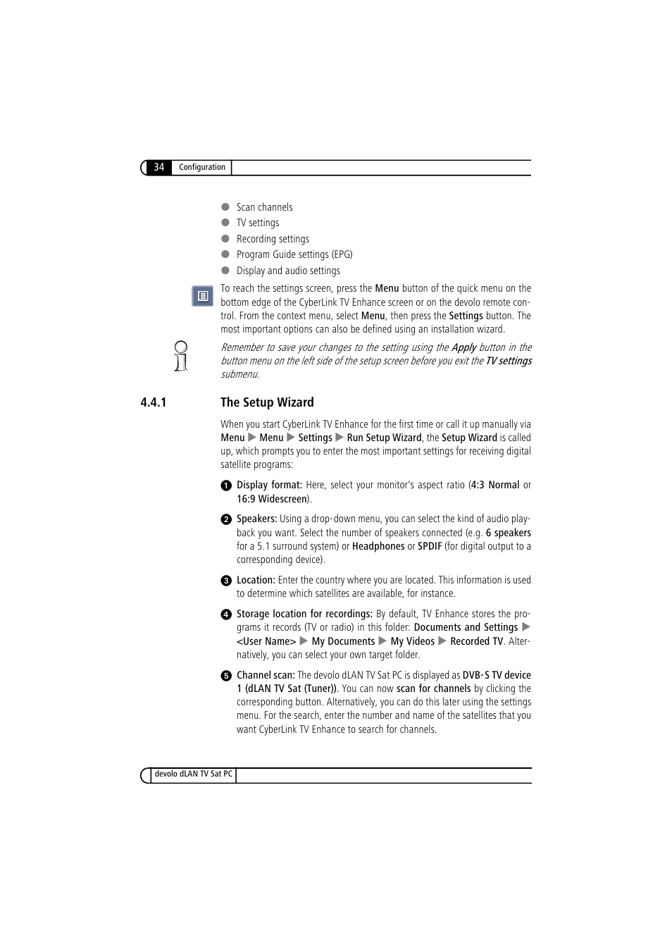 1 the setup wizard, The setup wizard | Devolo dLAN TV Sat PC User Manual | Page 34 / 75