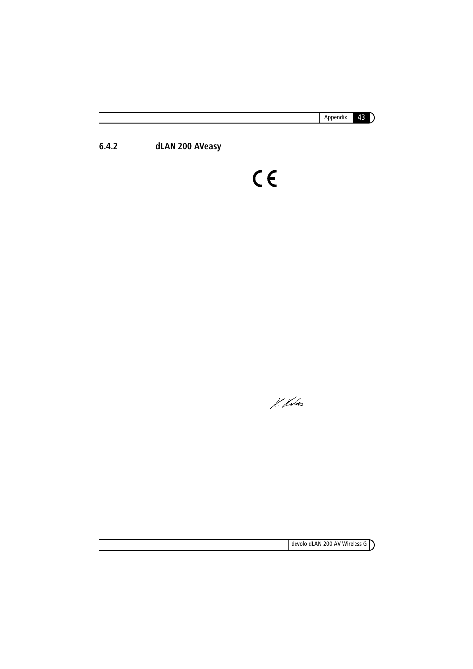 2 dlan 200 aveasy, Dlan 200 aveasy, Konformitätserklärung | Appendix, Devolo dlan 200 av wireless g | Devolo dLAN 200 AV Wireless G User Manual | Page 43 / 47