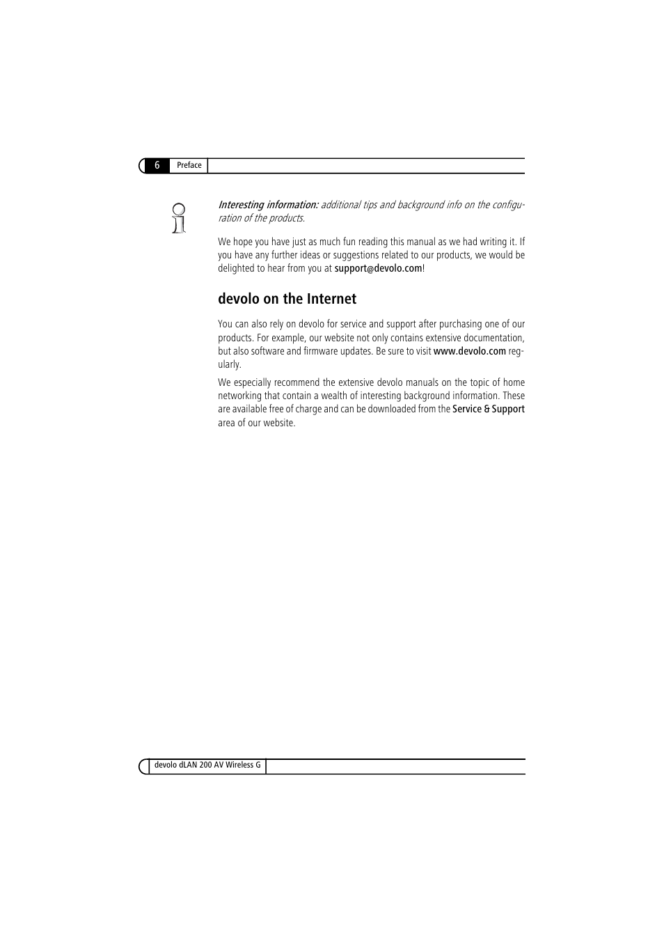 Devolo on the internet | Devolo dLAN 200 AV Wireless G User Manual | Page 6 / 47