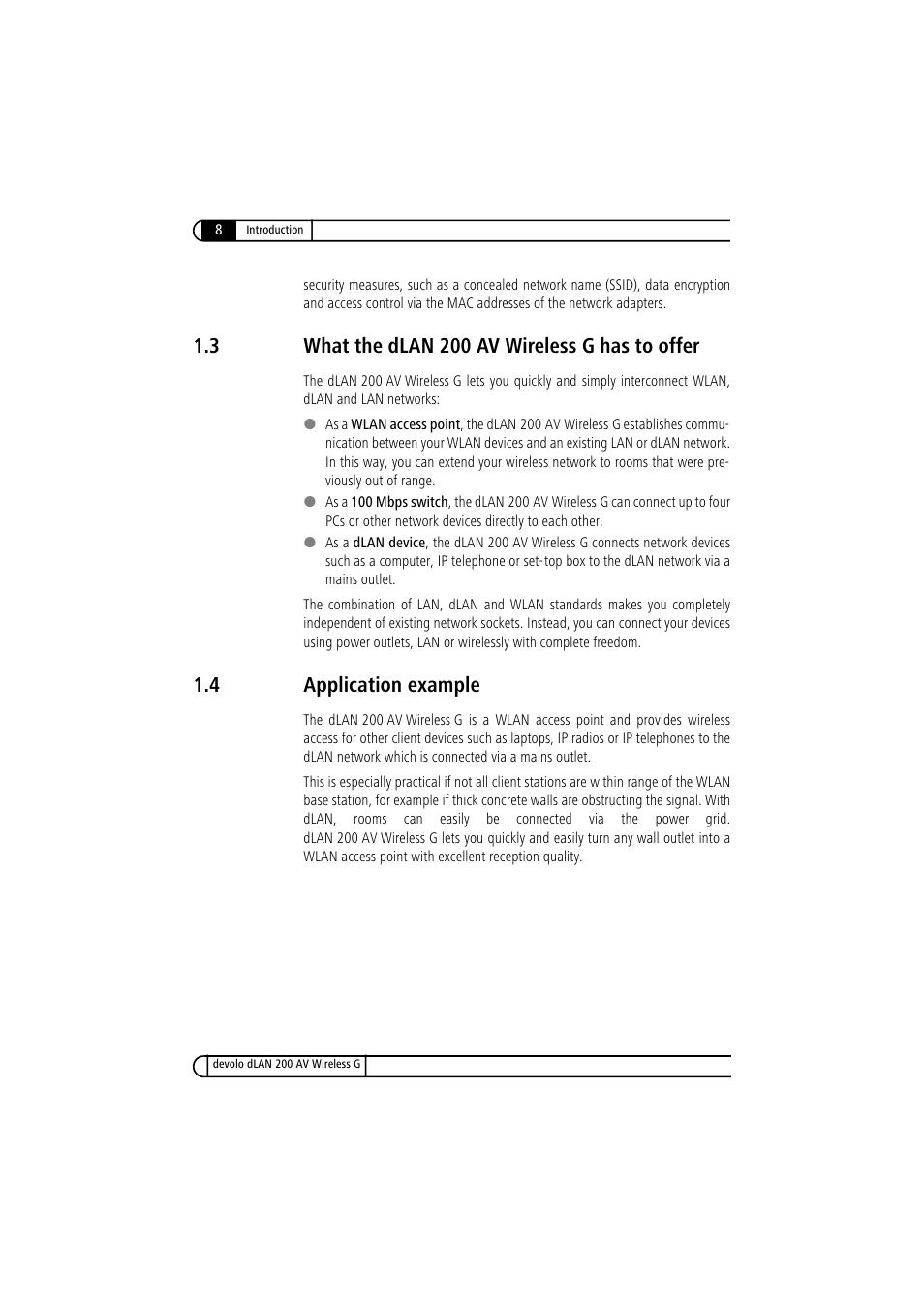 3 what the dlan 200 av wireless g has to offer, 4 application example, What the dlan 200 av wireless g has to offer | Application example | Devolo dLAN 200 AV Wireless G User Manual | Page 8 / 47