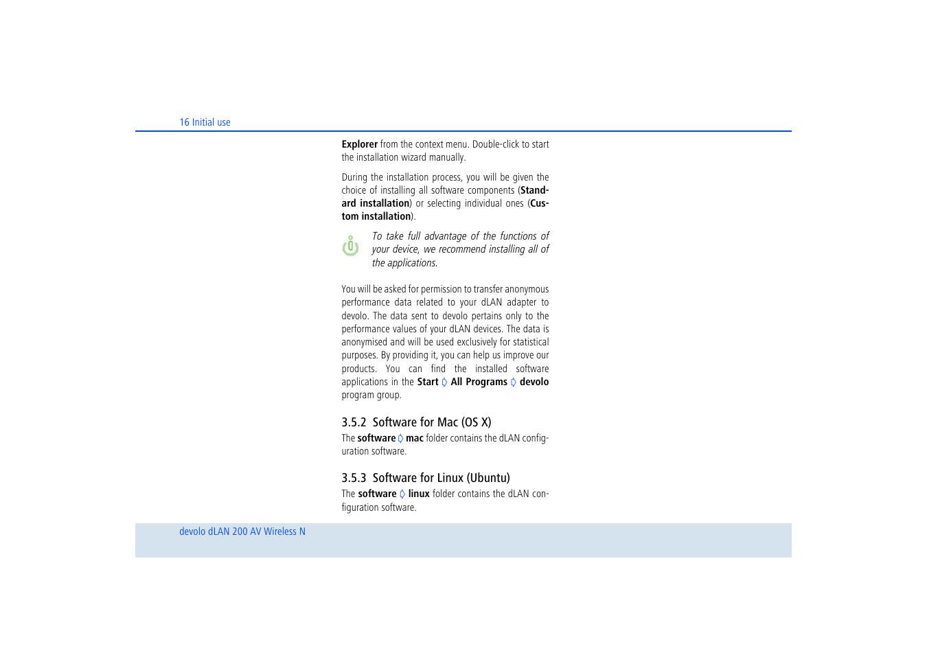 2 software for mac (os x), 3 software for linux (ubuntu), Software for mac (os x) | Software for linux (ubuntu) | Devolo dLAN 200 AV Wireless N User Manual | Page 17 / 57