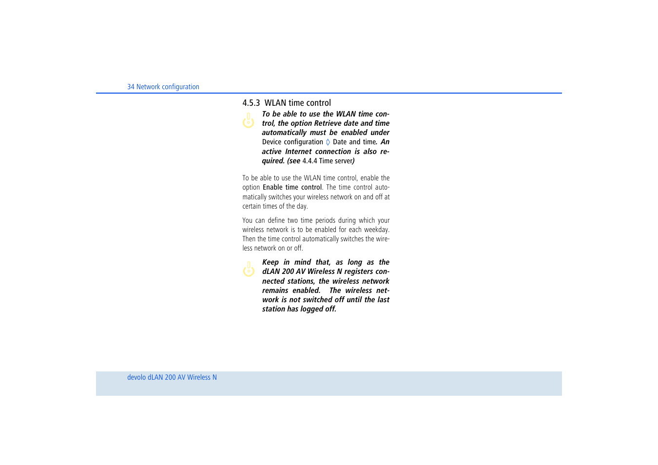 3 wlan time control, Wlan time control | Devolo dLAN 200 AV Wireless N User Manual | Page 35 / 57