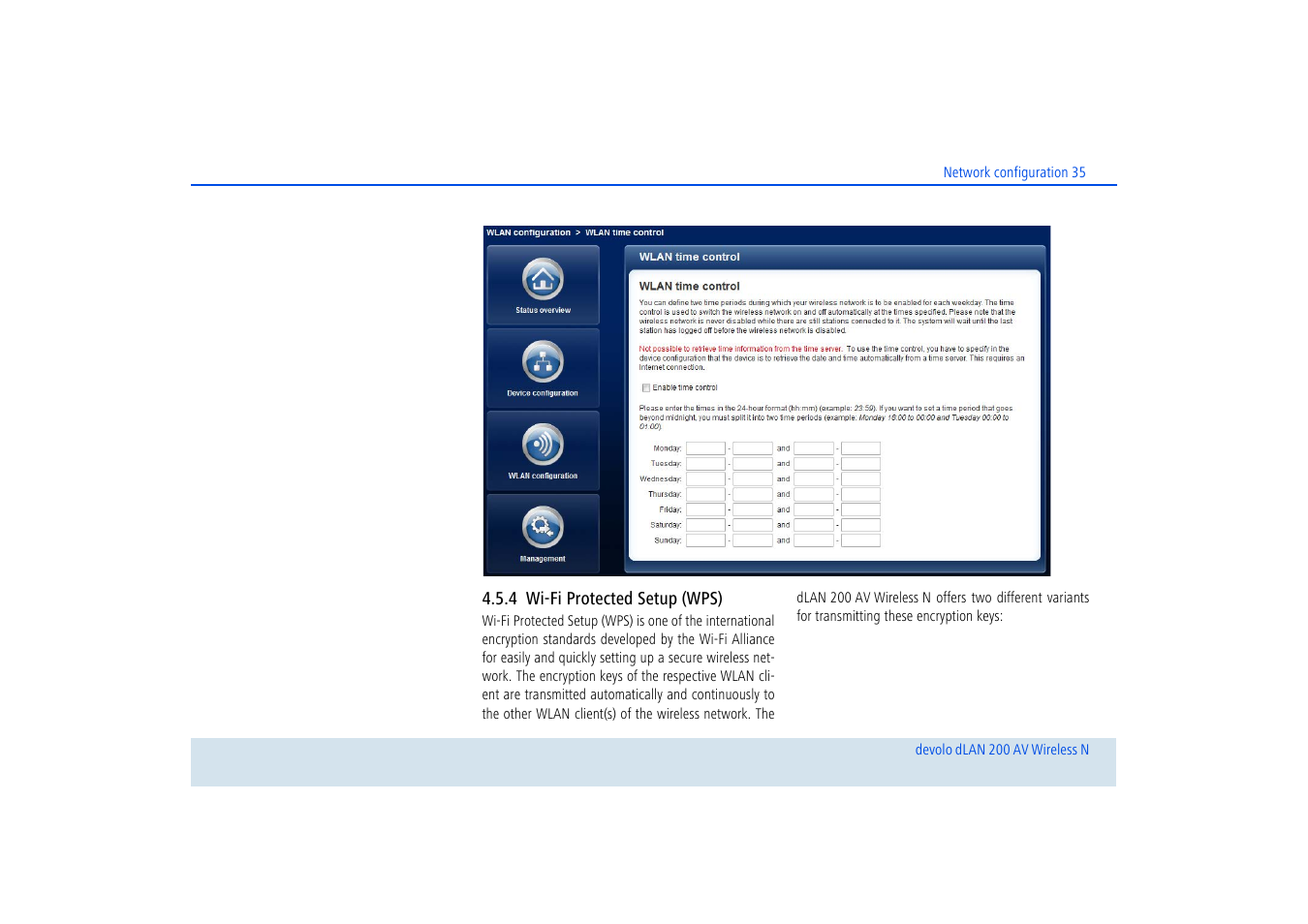 4 wi-fi protected setup (wps), Wi-fi protected setup (wps) | Devolo dLAN 200 AV Wireless N User Manual | Page 36 / 57