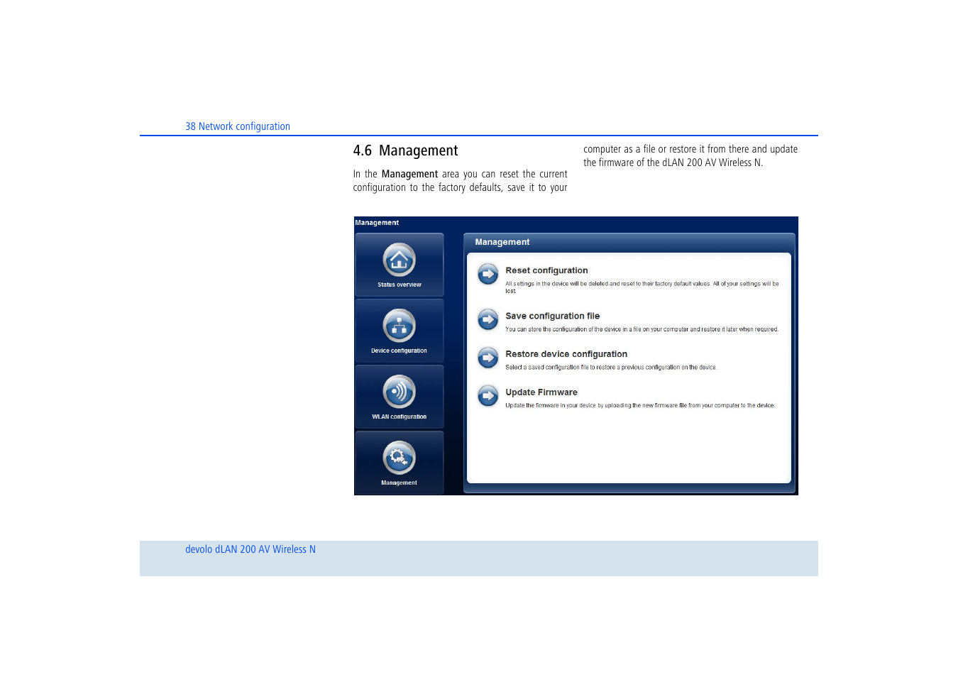 6 management, Management | Devolo dLAN 200 AV Wireless N User Manual | Page 39 / 57
