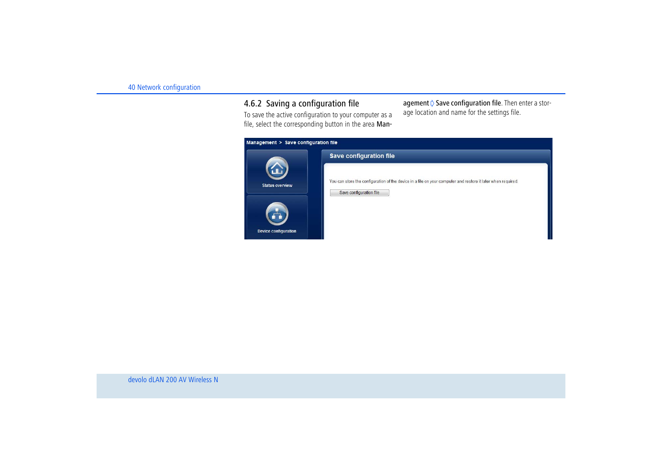 2 saving a configuration file, Saving a configuration file | Devolo dLAN 200 AV Wireless N User Manual | Page 41 / 57