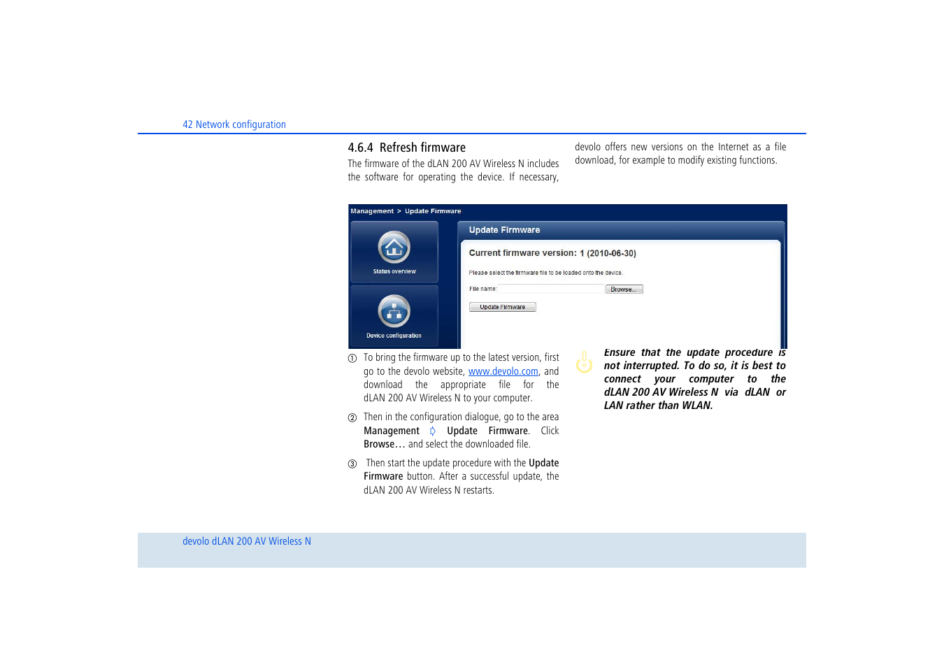 4 refresh firmware, Refresh firmware | Devolo dLAN 200 AV Wireless N User Manual | Page 43 / 57