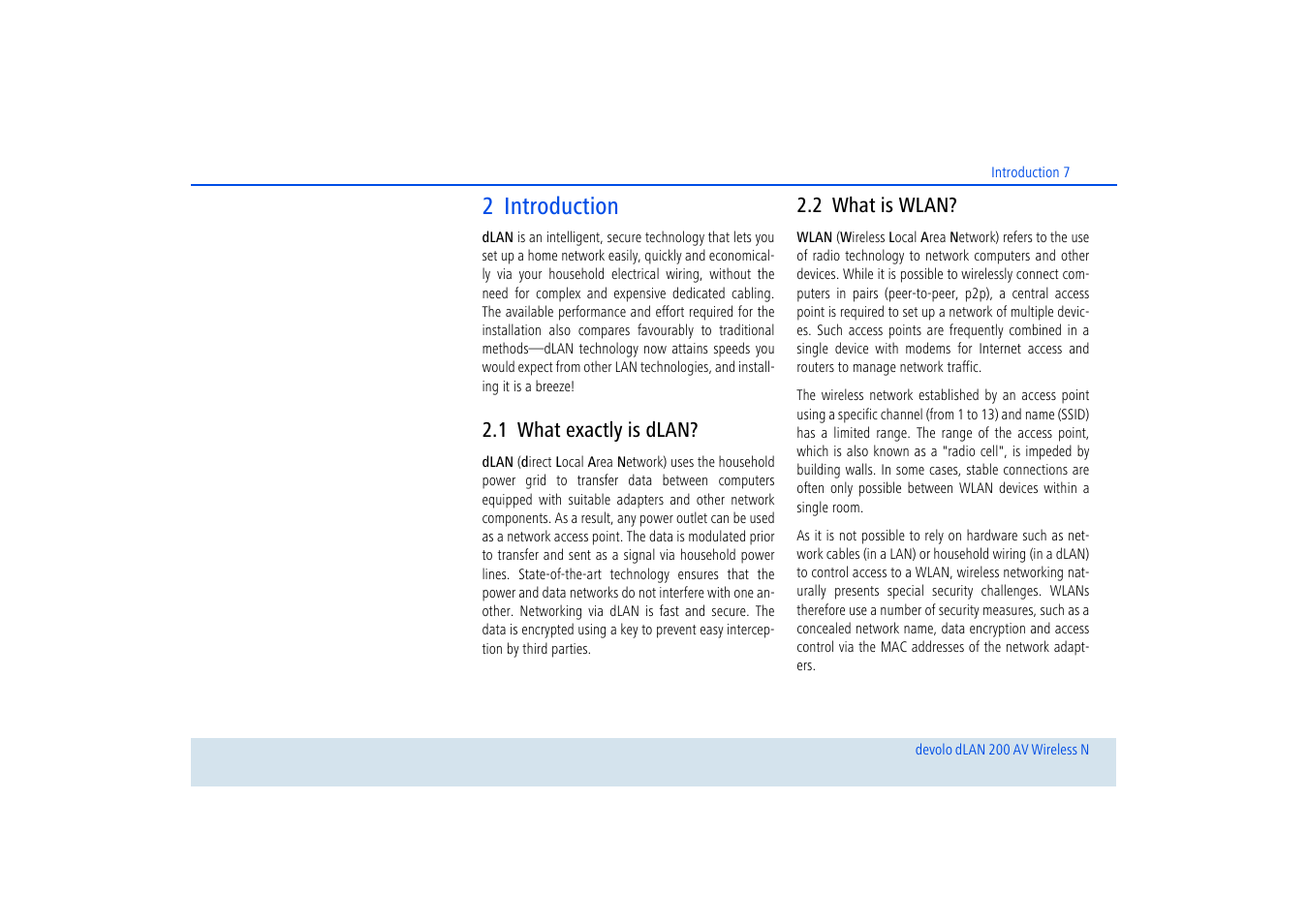 2 introduction, 1 what exactly is dlan, 2 what is wlan | What exactly is dlan, What is wlan | Devolo dLAN 200 AV Wireless N User Manual | Page 8 / 57