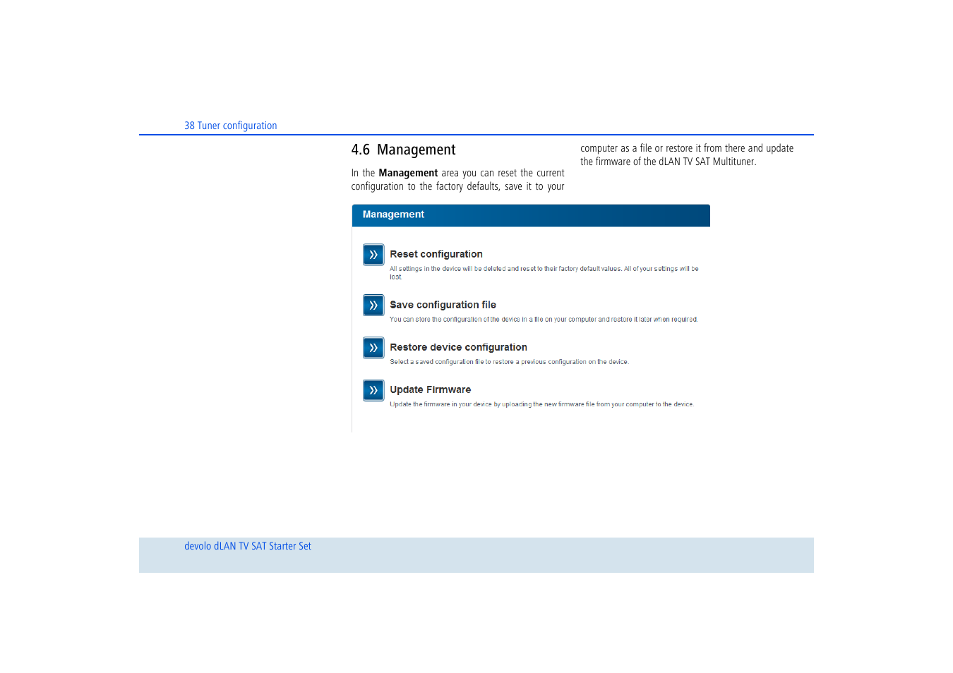 6 management, Management | Devolo dLAN TV SAT Starter Set User Manual | Page 39 / 85