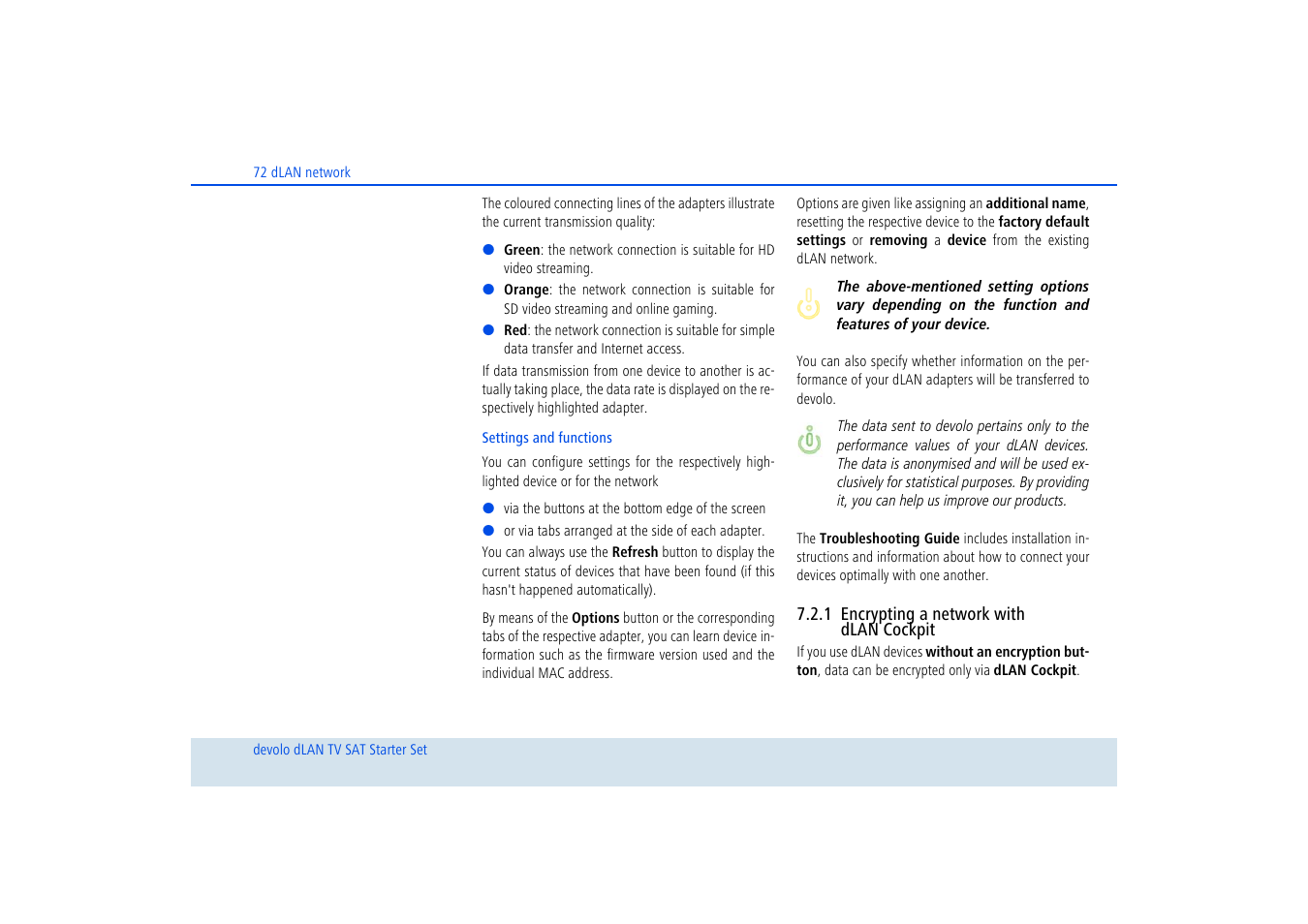 1 encrypting a network with dlan cockpit, Encrypting a network with dlan cockpit | Devolo dLAN TV SAT Starter Set User Manual | Page 73 / 85