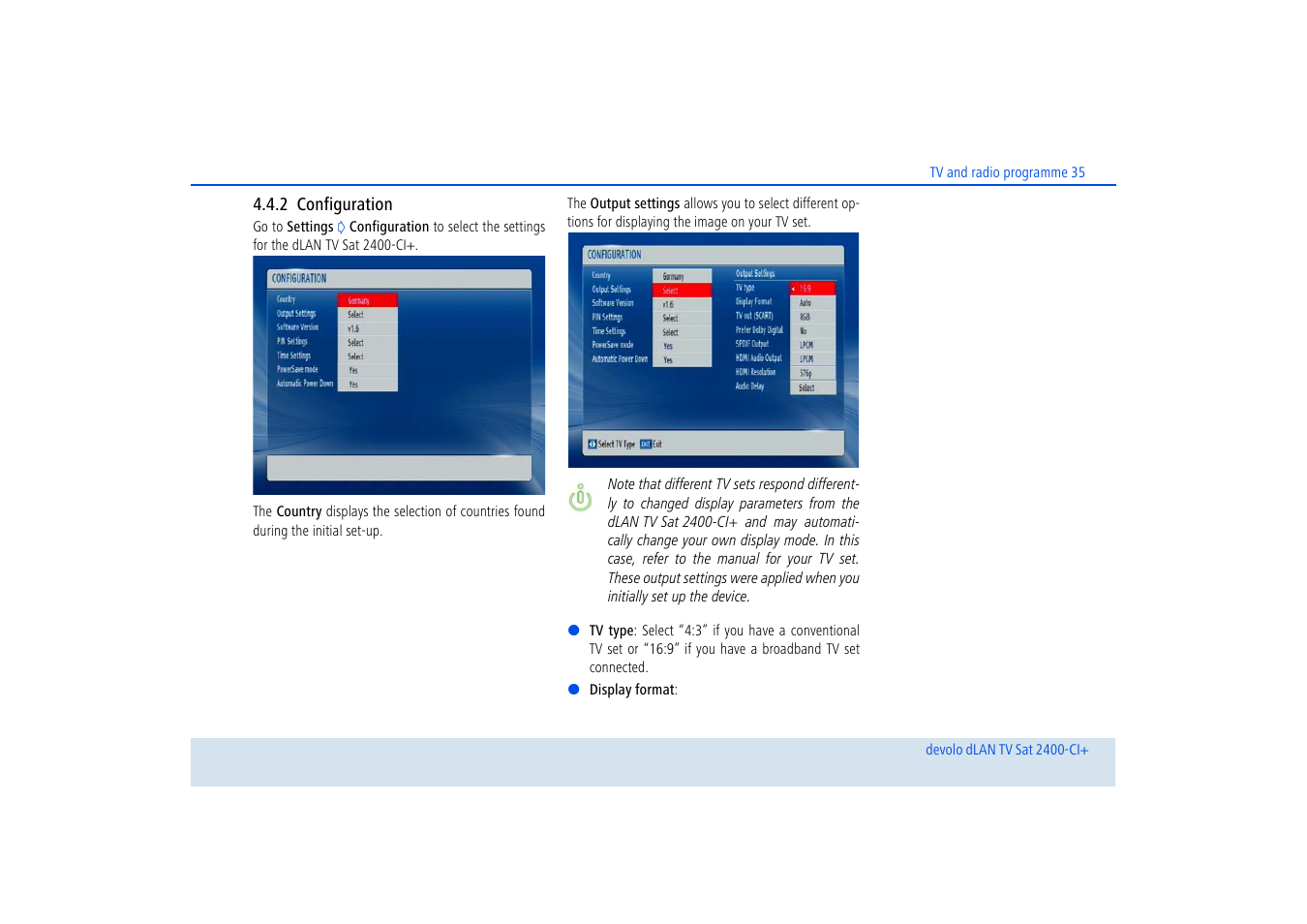 2 configuration, Configuration | Devolo dLAN TV Sat 2400-CI+ User Manual | Page 36 / 53