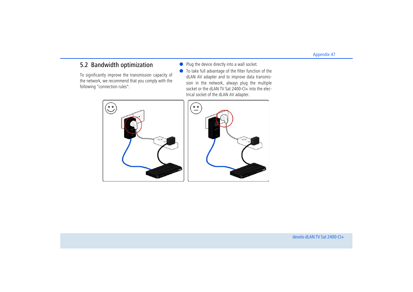 2 bandwidth optimization, Bandwidth optimization | Devolo dLAN TV Sat 2400-CI+ User Manual | Page 48 / 53