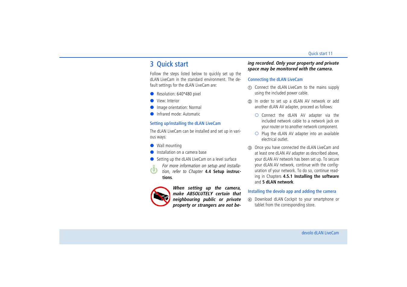 3 quick start | Devolo dLAN LiveCam User Manual | Page 12 / 37