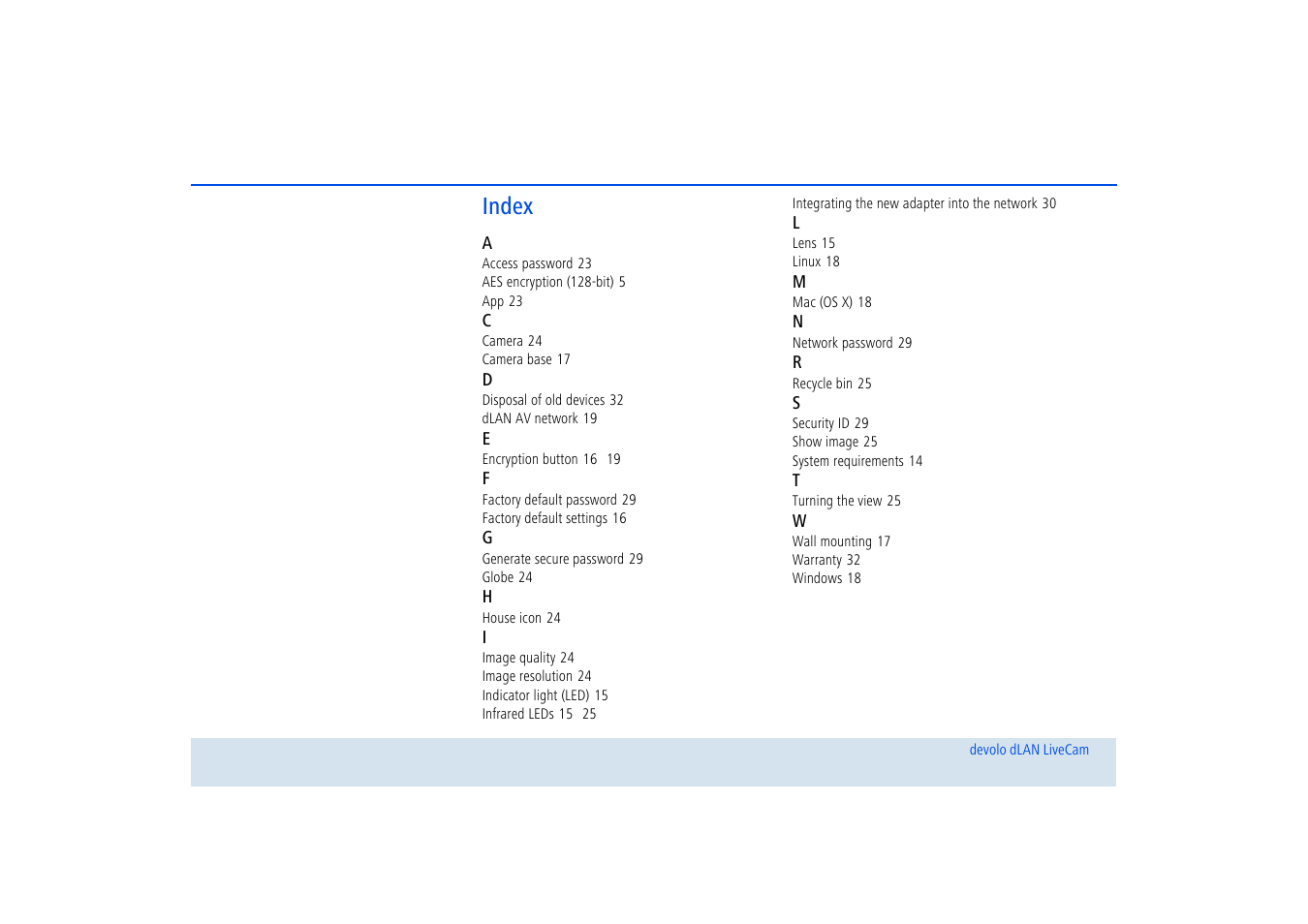 Index | Devolo dLAN LiveCam User Manual | Page 36 / 37