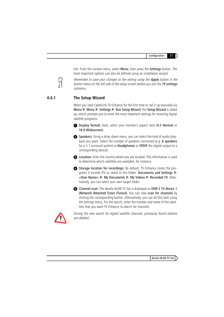 1 the setup wizard, The setup wizard | Devolo dLAN TV Sat User Manual | Page 31 / 72