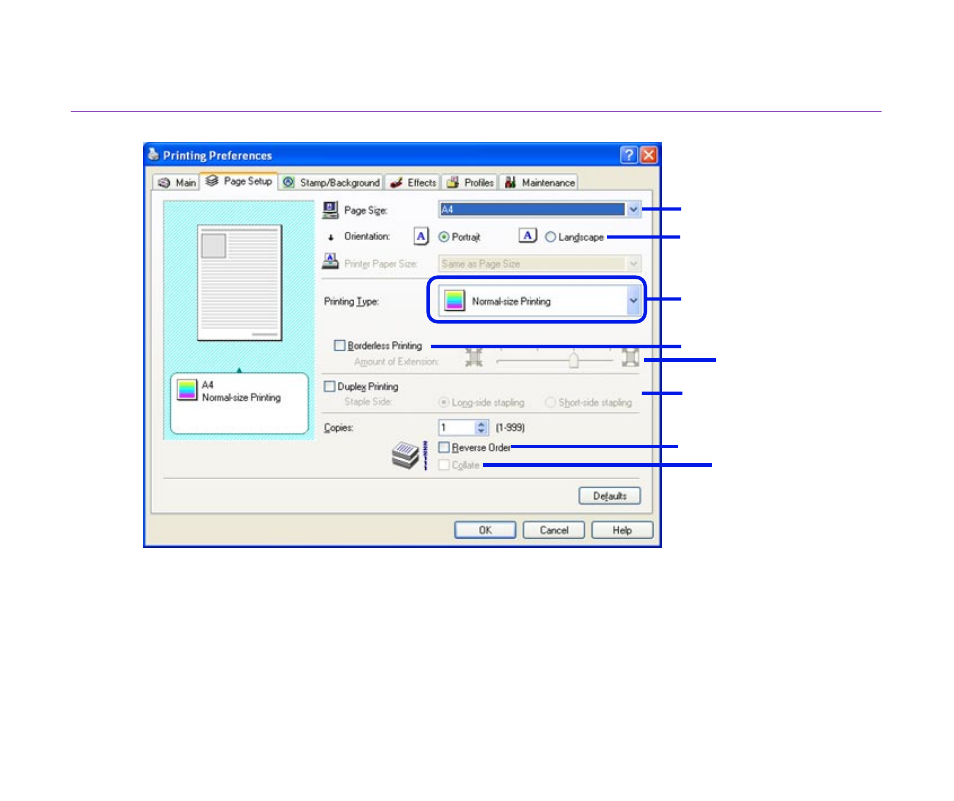 Page setup tab | Canon i 850 User Manual | Page 25 / 191