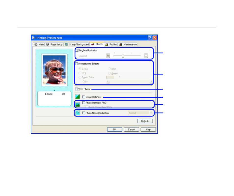 Effects tab | Canon i 850 User Manual | Page 30 / 191