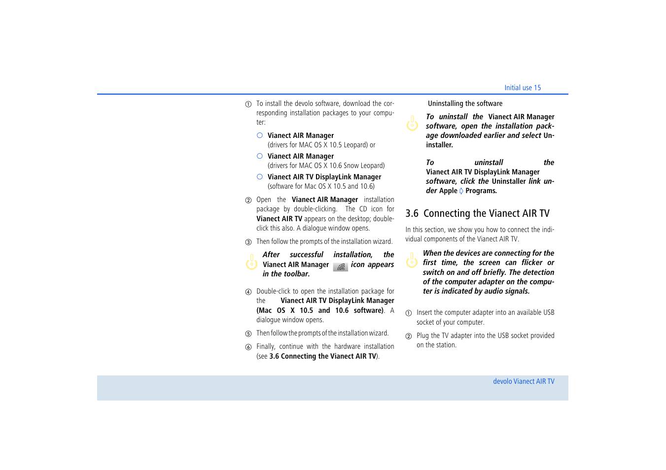 6 connecting the vianect air tv, Connecting the vianect air tv | Devolo dLAN home Notebook to TV Set User Manual | Page 16 / 39