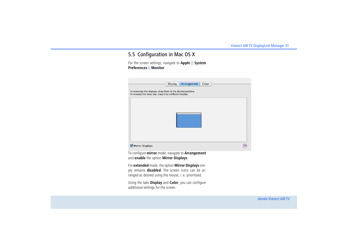 5 configuration in mac os x, Configuration in mac os x | Devolo dLAN home Notebook to TV Set User Manual | Page 32 / 39