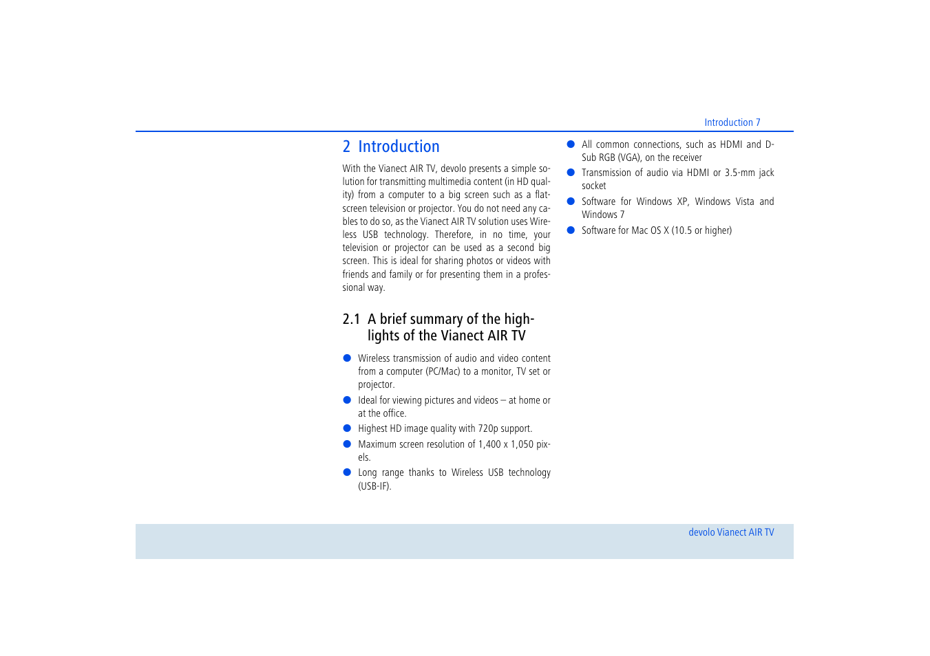 2 introduction | Devolo dLAN home Notebook to TV Set User Manual | Page 8 / 39
