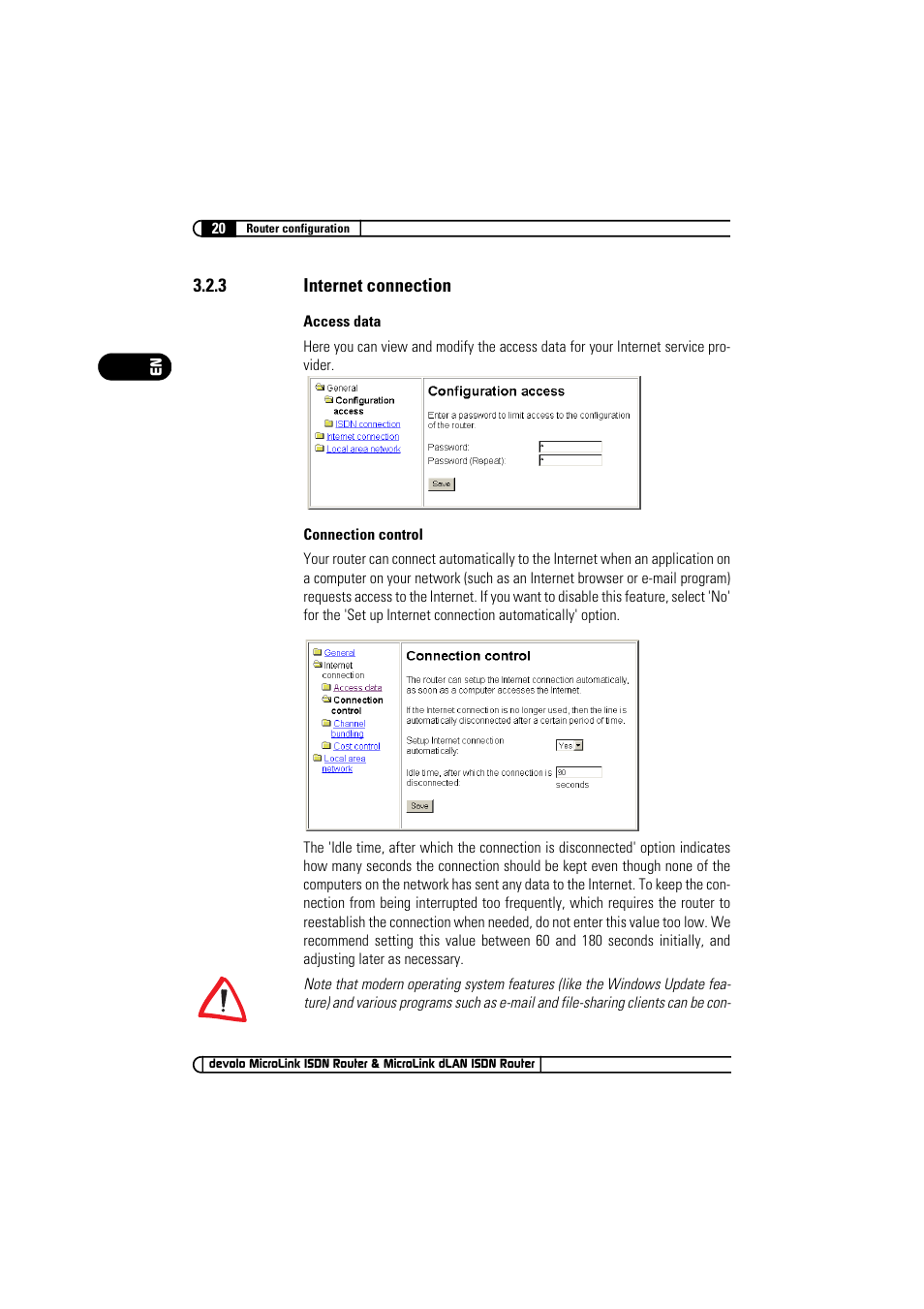 3 internet connection, Internet connection | Devolo MicroLink ISDN Router User Manual | Page 20 / 39