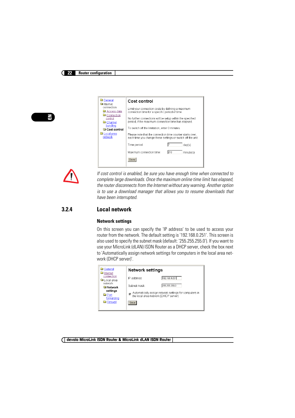 4 local network, Local network | Devolo MicroLink ISDN Router User Manual | Page 22 / 39