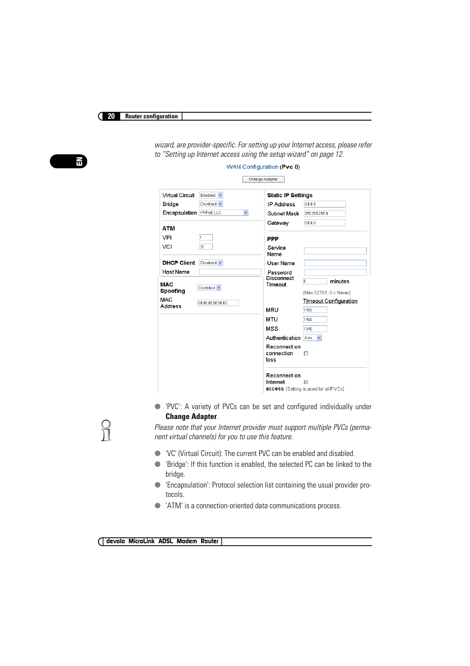 Devolo MicroLink ADSL Modem Router User Manual | Page 20 / 41