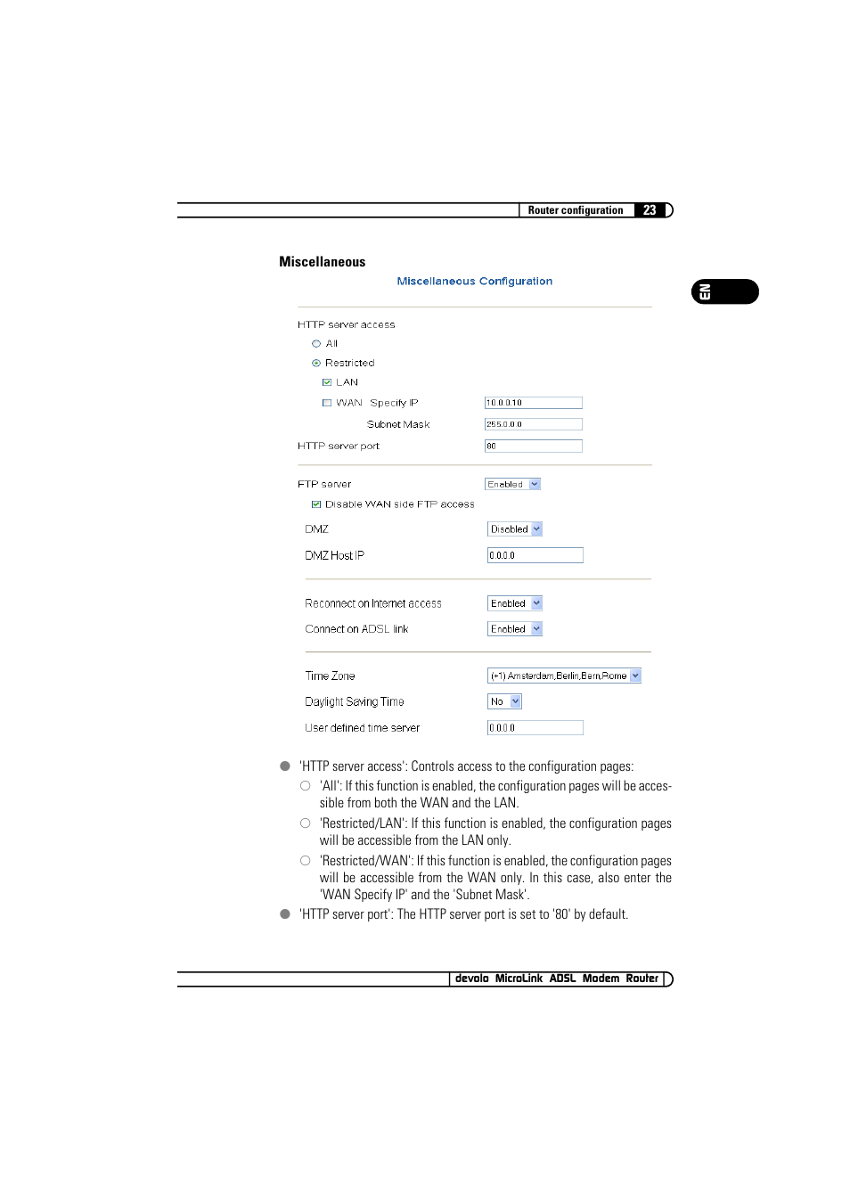 Devolo MicroLink ADSL Modem Router User Manual | Page 23 / 41