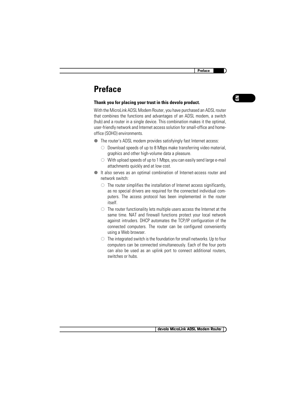 Preface | Devolo MicroLink ADSL Modem Router User Manual | Page 3 / 41