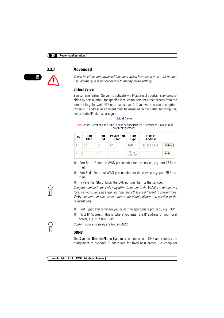 7 advanced, Advanced | Devolo MicroLink ADSL Modem Router User Manual | Page 30 / 41