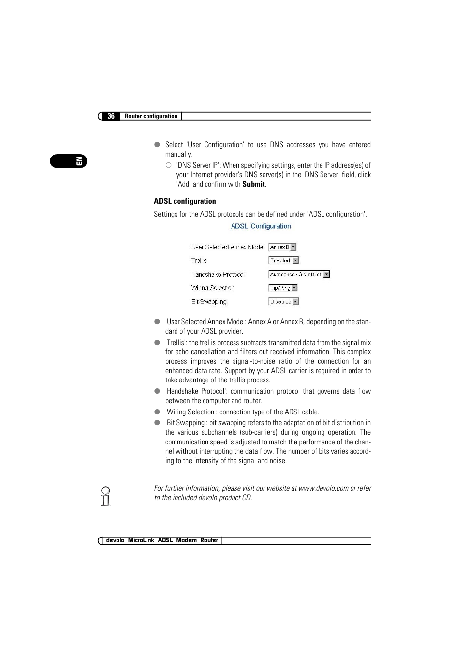 Devolo MicroLink ADSL Modem Router User Manual | Page 36 / 41