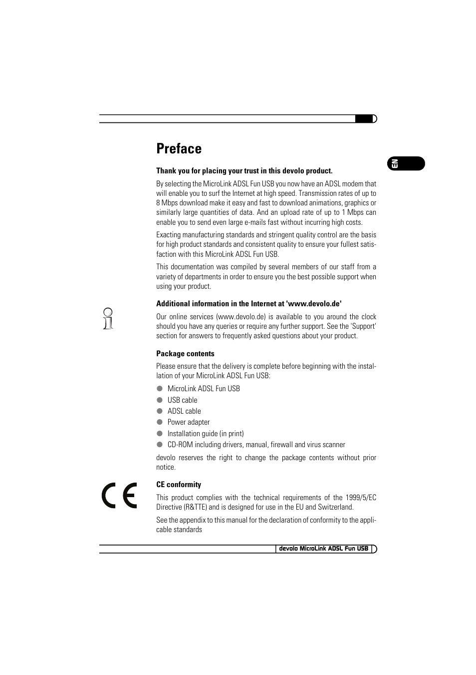 Preface | Devolo MicroLink ADSL Fun USB User Manual | Page 3 / 20