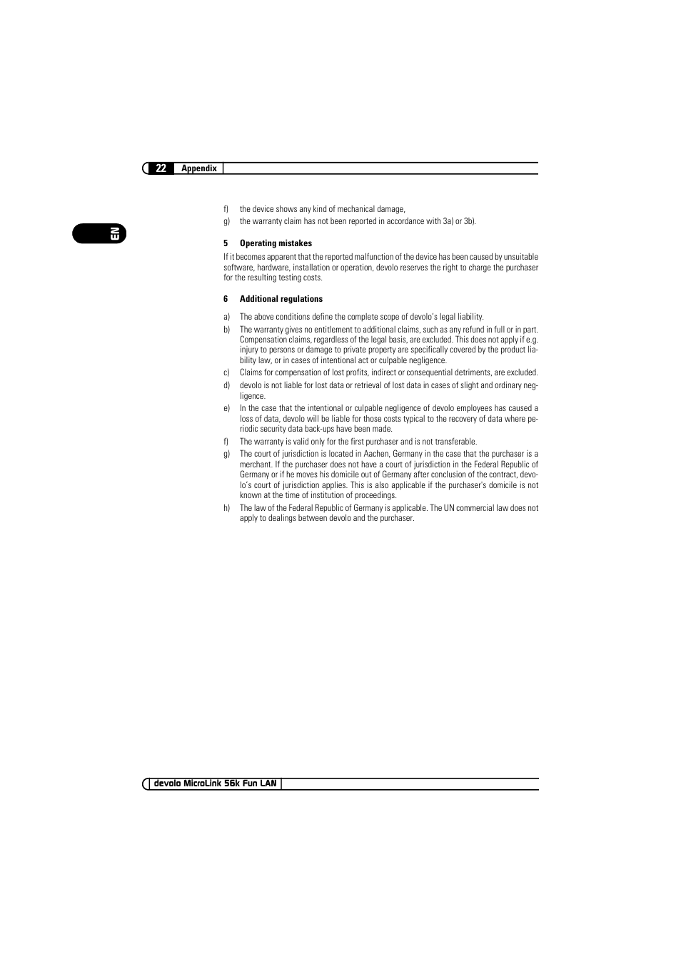 Devolo MicroLink 56k Fun LAN User Manual | Page 22 / 22