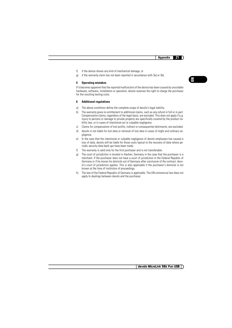 Devolo MicroLink 56k Fun USB User Manual | Page 21 / 21