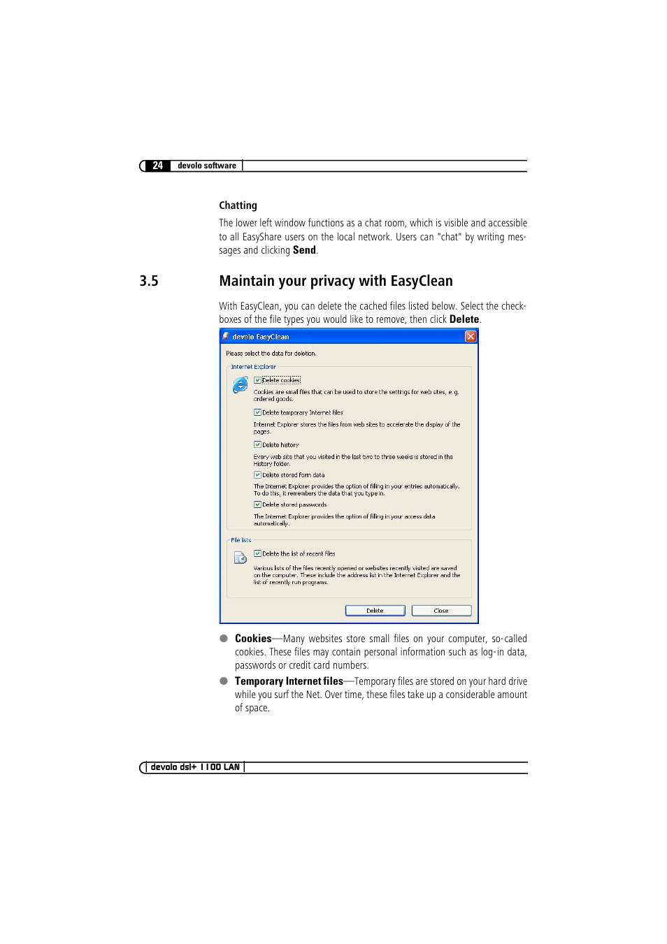 5 maintain your privacy with easyclean | Devolo dsl+ 1100 LAN User Manual | Page 24 / 30
