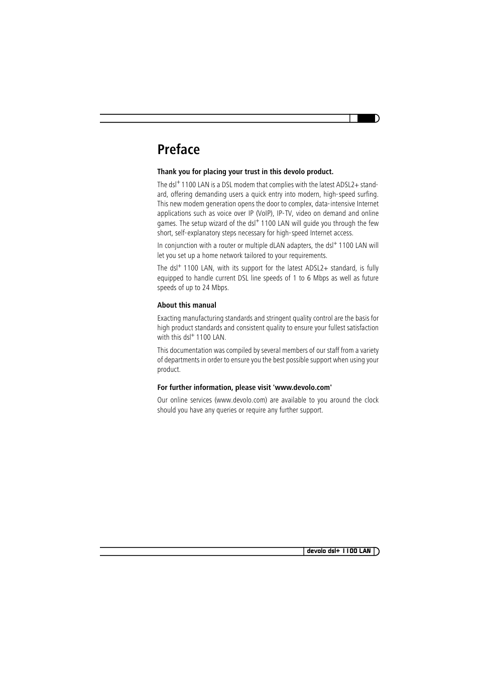 Preface | Devolo dsl+ 1100 LAN User Manual | Page 3 / 30