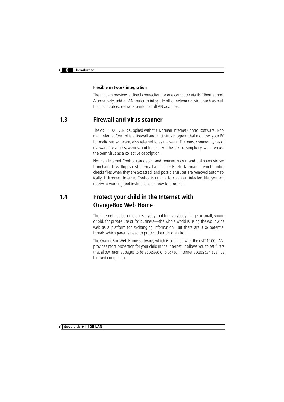 3 firewall and virus scanner, Firewall and virus scanner | Devolo dsl+ 1100 LAN User Manual | Page 8 / 30