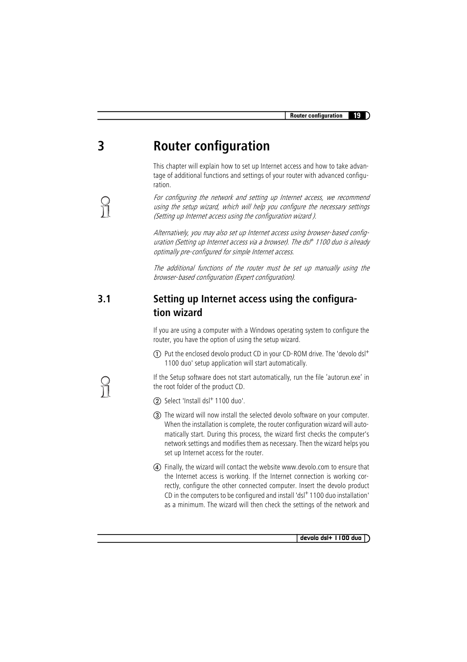 3 router configuration, 3router configuration | Devolo dsl+ 1100 duo User Manual | Page 18 / 39
