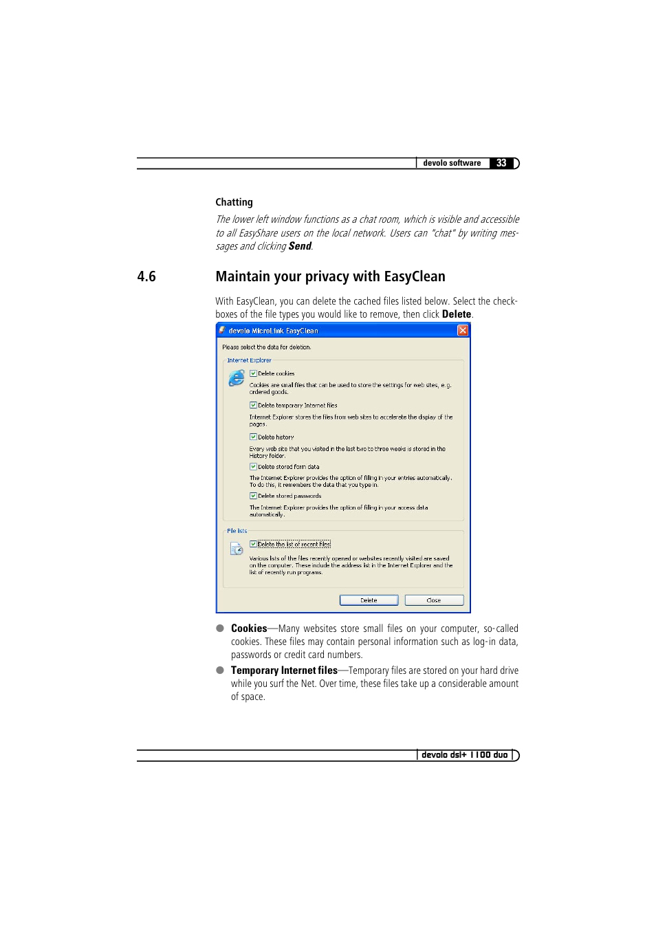 6 maintain your privacy with easyclean, Maintain your privacy with easyclean | Devolo dsl+ 1100 duo User Manual | Page 32 / 39
