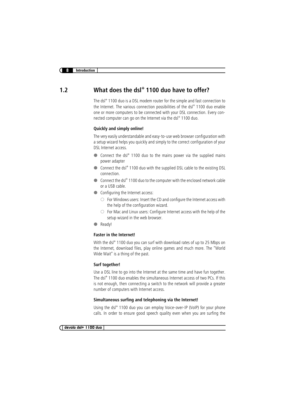 2 what does the dsl+ 1100 duo have to offer, What does the dsl, 2 what does the dsl | 1100 duo have to offer | Devolo dsl+ 1100 duo User Manual | Page 8 / 39