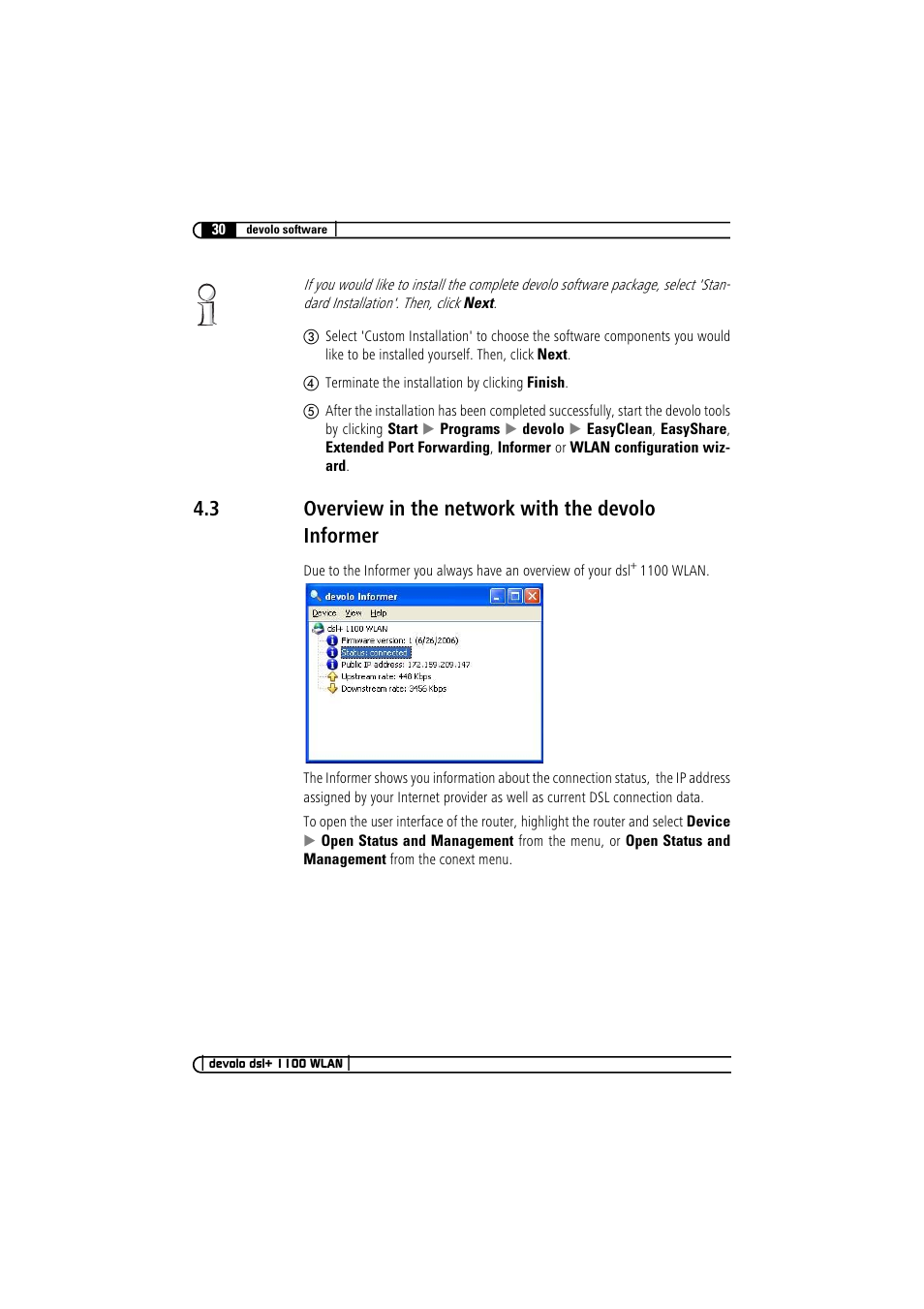 3 overview in the network with the devolo informer, Overview in the network with the devolo informer | Devolo dsl+ 1100 WLAN User Manual | Page 30 / 41
