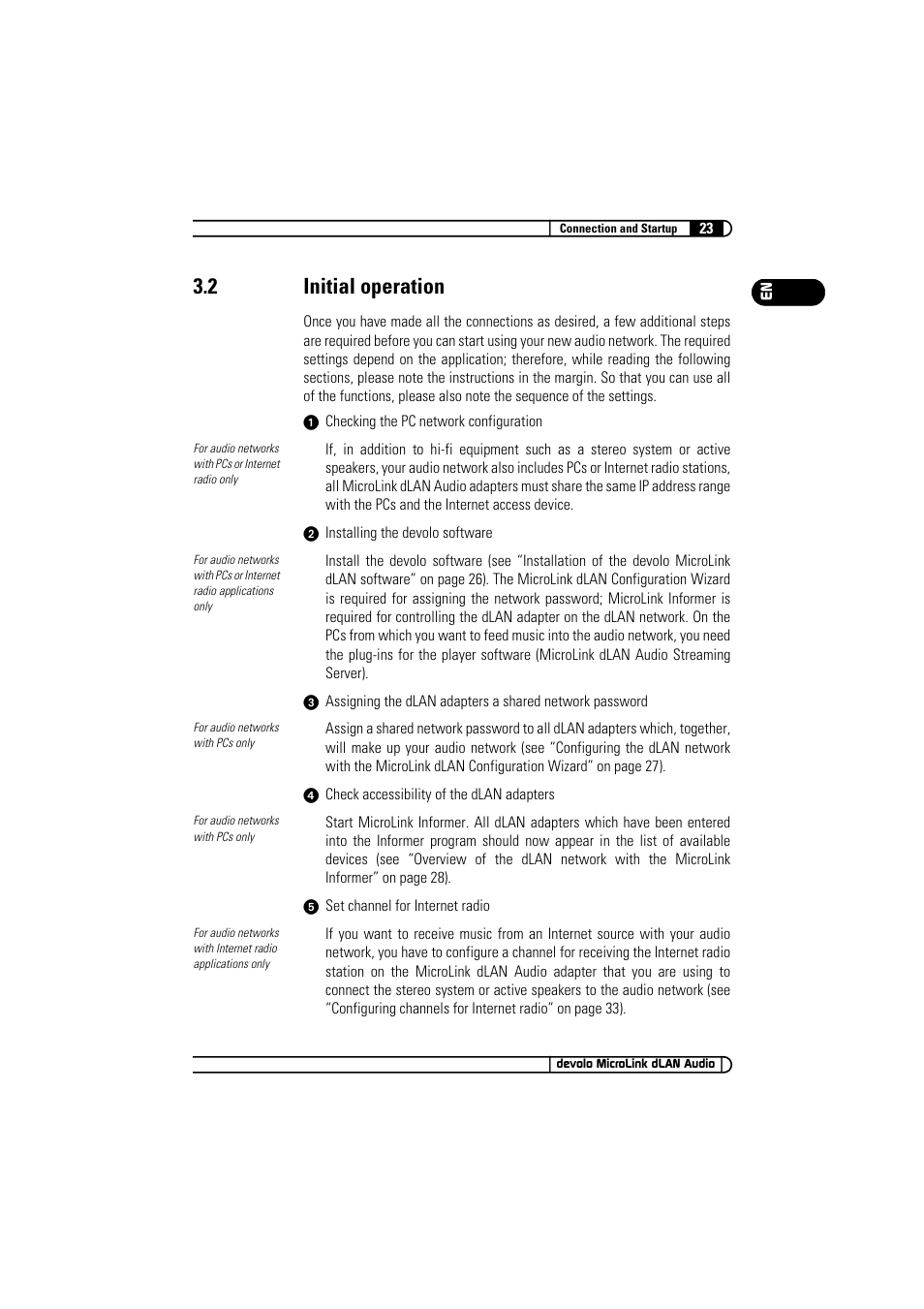 2 initial operation, Initial operation | Devolo MicroLink dLAN Audio User Manual | Page 23 / 58