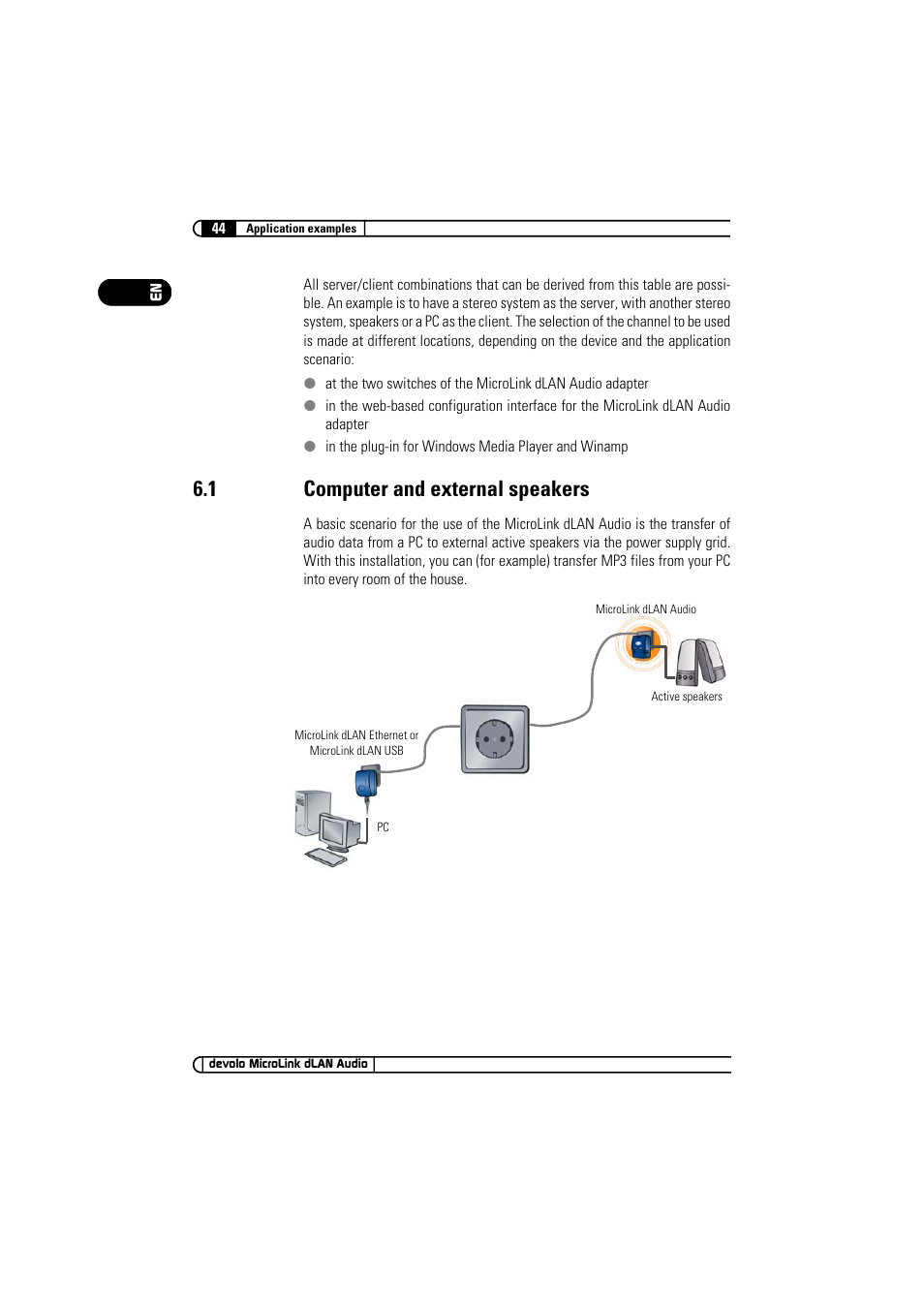 1 computer and external speakers, Computer and external speakers | Devolo MicroLink dLAN Audio User Manual | Page 44 / 58
