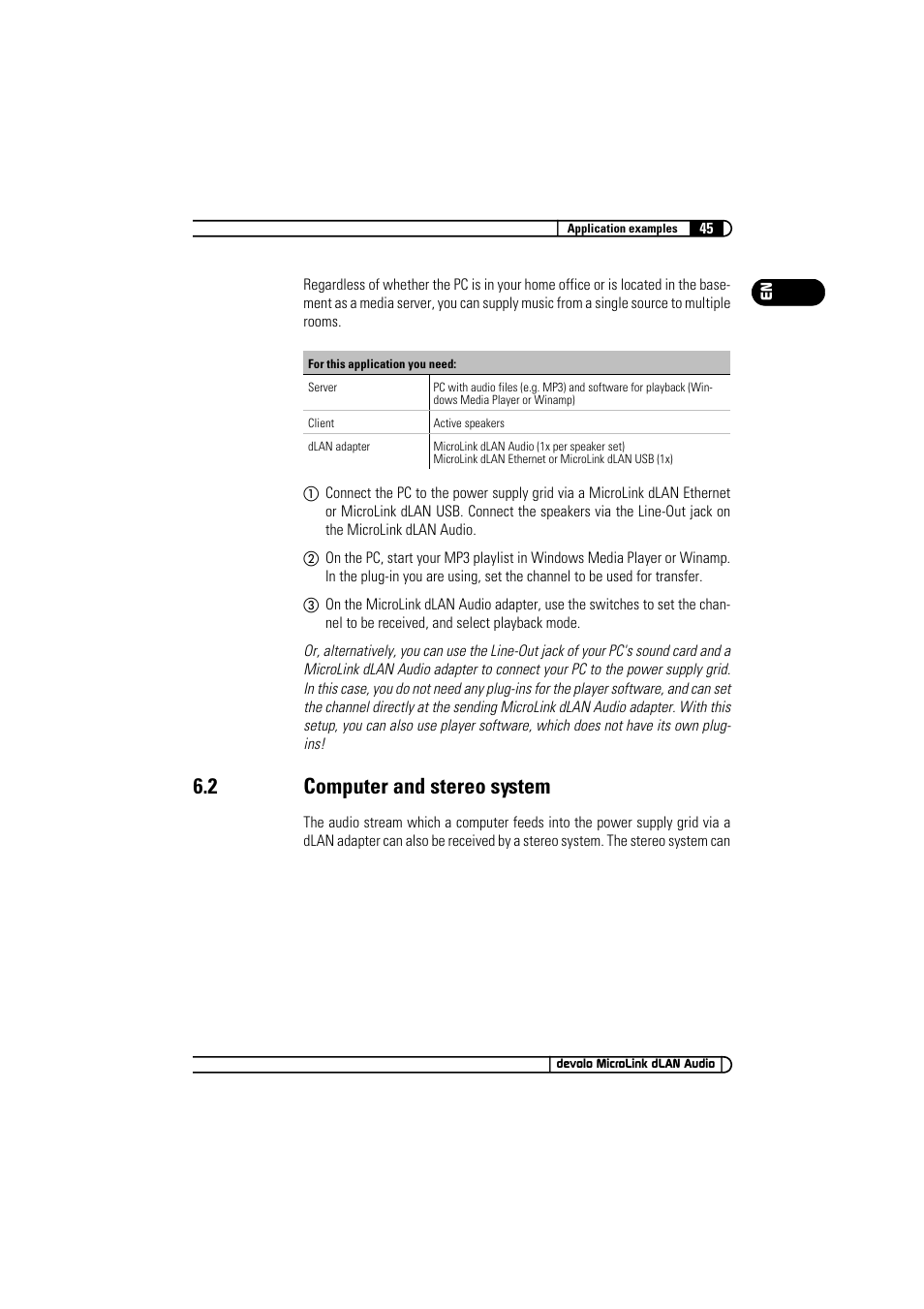 2 computer and stereo system, Computer and stereo system | Devolo MicroLink dLAN Audio User Manual | Page 45 / 58