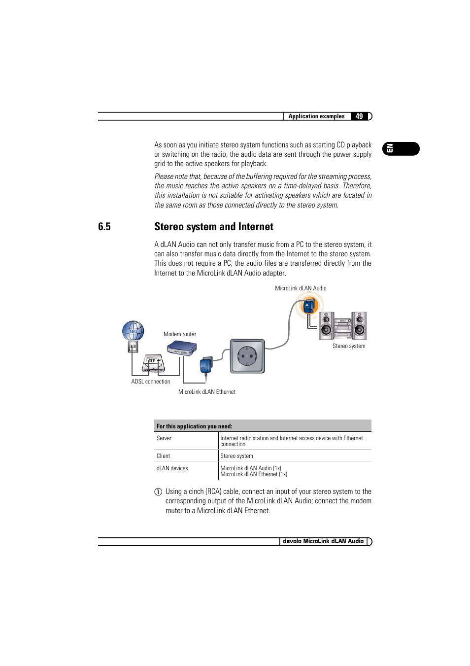 5 stereo system and internet, Stereo system and internet | Devolo MicroLink dLAN Audio User Manual | Page 49 / 58